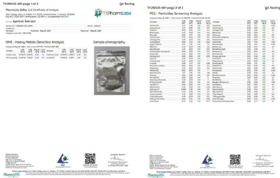 Lychee Extract test report.